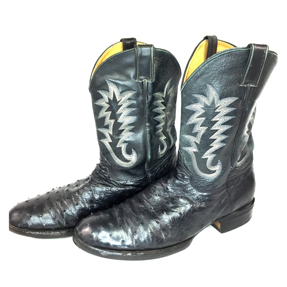 Vintage Justin Size 13 Ostrich Skin Cowboy Boots